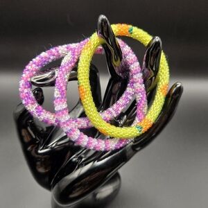Multicolor Nepal Glass Beaded Roll Bracelets